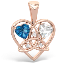 London Topaz Celtic Trinity Heart 14K Rose Gold pendant P5331