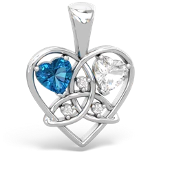 London Topaz Celtic Trinity Heart 14K White Gold pendant P5331