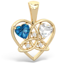 London Topaz Celtic Trinity Heart 14K Yellow Gold pendant P5331