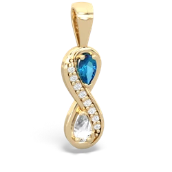 London Topaz Diamond Infinity 14K Yellow Gold pendant P5390