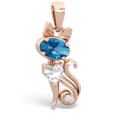 London Topaz Kitten 14K Rose Gold pendant P5780