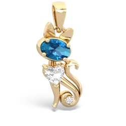 London Topaz Kitten 14K Yellow Gold pendant P5780