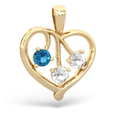 London Topaz Glowing Heart 14K Yellow Gold pendant P2233