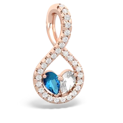 London Topaz Pave Twist 'One Heart' 14K Rose Gold pendant P5360