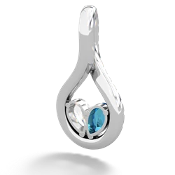 London Topaz Pave Twist 'One Heart' 14K White Gold pendant P5360