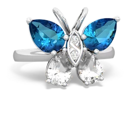 London Topaz Butterfly 14K White Gold ring R2215