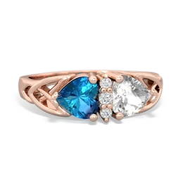 London Topaz Celtic Knot Double Heart 14K Rose Gold ring R5040