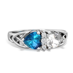 London Topaz Celtic Knot Double Heart 14K White Gold ring R5040