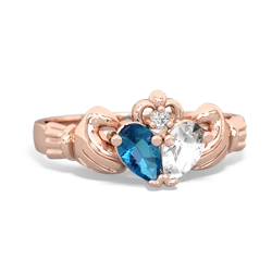 London Topaz 'Our Heart' Claddagh 14K Rose Gold ring R2388