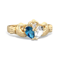 London Topaz 'Our Heart' Claddagh 14K Yellow Gold ring R2388