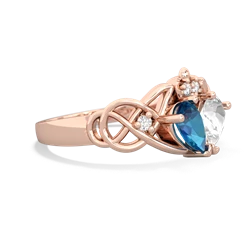 London Topaz 'One Heart' Celtic Knot Claddagh 14K Rose Gold ring R5322