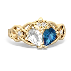 London Topaz 'One Heart' Celtic Knot Claddagh 14K Yellow Gold ring R5322