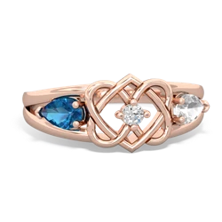 London Topaz Hearts Intertwined 14K Rose Gold ring R5880