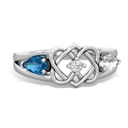 London Topaz Hearts Intertwined 14K White Gold ring R5880