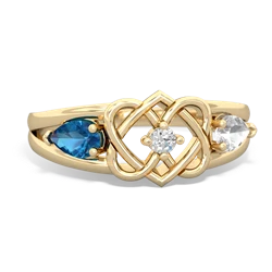 London Topaz Hearts Intertwined 14K Yellow Gold ring R5880