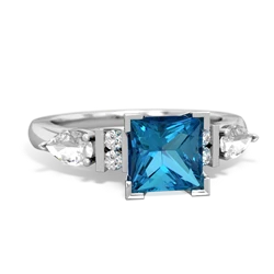 London Topaz 6Mm Princess Eternal Embrace Engagement 14K White Gold ring C2002