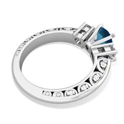 London Topaz Art Deco Eternal Embrace Engagement 14K White Gold ring C2003