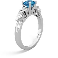 London Topaz 6Mm Round Eternal Embrace Engagement 14K White Gold ring R2005