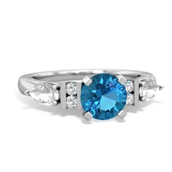 London Topaz 6Mm Round Eternal Embrace Engagement 14K White Gold ring R2005