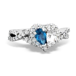 London Topaz Diamond Twist 'One Heart' 14K White Gold ring R2640HRT