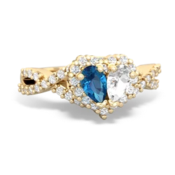 London Topaz Diamond Twist 'One Heart' 14K Yellow Gold ring R2640HRT