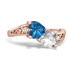 London Topaz Snuggling Hearts 14K Rose Gold ring R2178