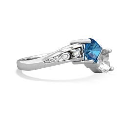 London Topaz Snuggling Hearts 14K White Gold ring R2178