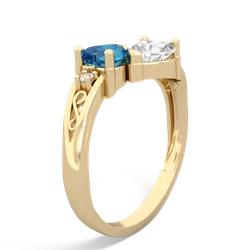 London Topaz Snuggling Hearts 14K Yellow Gold ring R2178