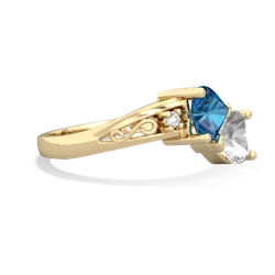 London Topaz Snuggling Hearts 14K Yellow Gold ring R2178