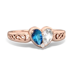 London Topaz Filligree 'One Heart' 14K Rose Gold ring R5070