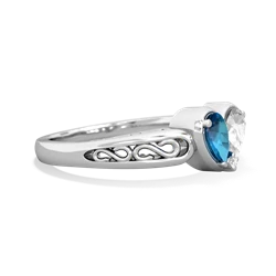 London Topaz Filligree 'One Heart' 14K White Gold ring R5070