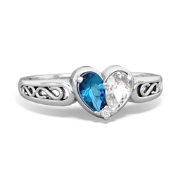 London Topaz Filligree 'One Heart' 14K White Gold ring R5070