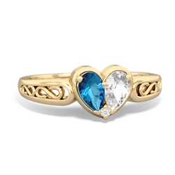 London Topaz Filligree 'One Heart' 14K Yellow Gold ring R5070