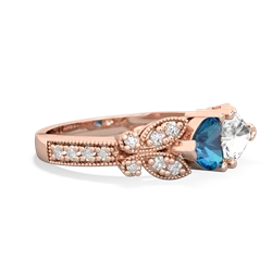 London Topaz Diamond Butterflies 14K Rose Gold ring R5601