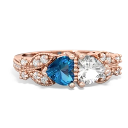 London Topaz Diamond Butterflies 14K Rose Gold ring R5601