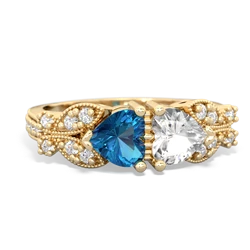 London Topaz Diamond Butterflies 14K Yellow Gold ring R5601