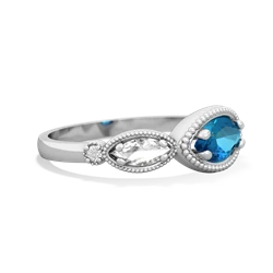 London Topaz Milgrain Marquise 14K White Gold ring R5700