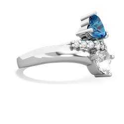 London Topaz Heart To Heart 14K White Gold ring R2064