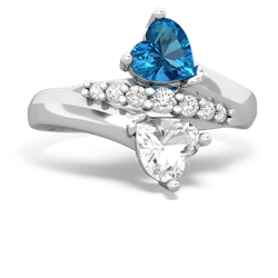 London Topaz Heart To Heart 14K White Gold ring R2064