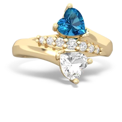 London Topaz Heart To Heart 14K Yellow Gold ring R2064