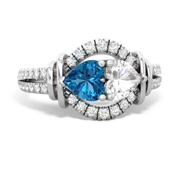 London Topaz Art-Deco Keepsake 14K White Gold ring R5630