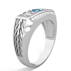 London Topaz Three Stone Tire Tread Men's 14K White Gold ring R0520