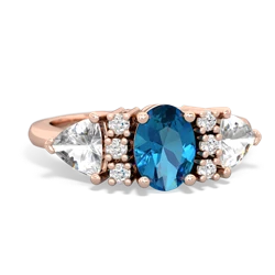 London Topaz Antique Style Three Stone 14K Rose Gold ring R2186