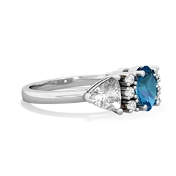 London Topaz Antique Style Three Stone 14K White Gold ring R2186