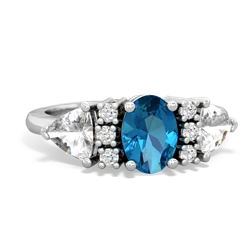 London Topaz Antique Style Three Stone 14K White Gold ring R2186