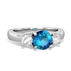 London Topaz Three Stone Round Trellis 14K White Gold ring R4018