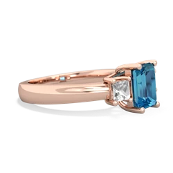 London Topaz Three Stone Emerald-Cut Trellis 14K Rose Gold ring R4021