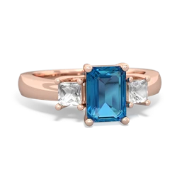 London Topaz Three Stone Emerald-Cut Trellis 14K Rose Gold ring R4021