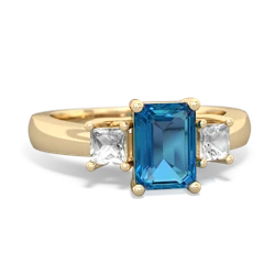 London Topaz Three Stone Emerald-Cut Trellis 14K Yellow Gold ring R4021