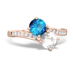 London Topaz Channel Set Two Stone 14K Rose Gold ring R5303